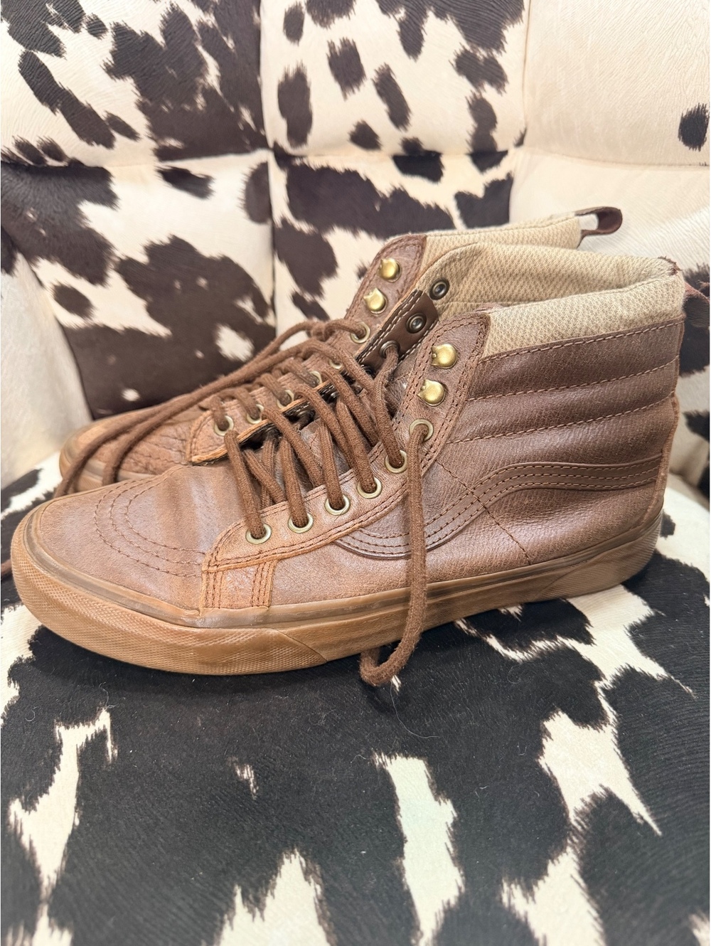 Vans Sk8-Hi Brown Leather High Top Sneakers